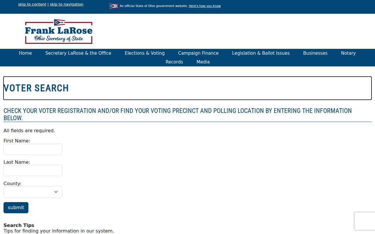 Fairfield residents directory Ohio voter information lookup