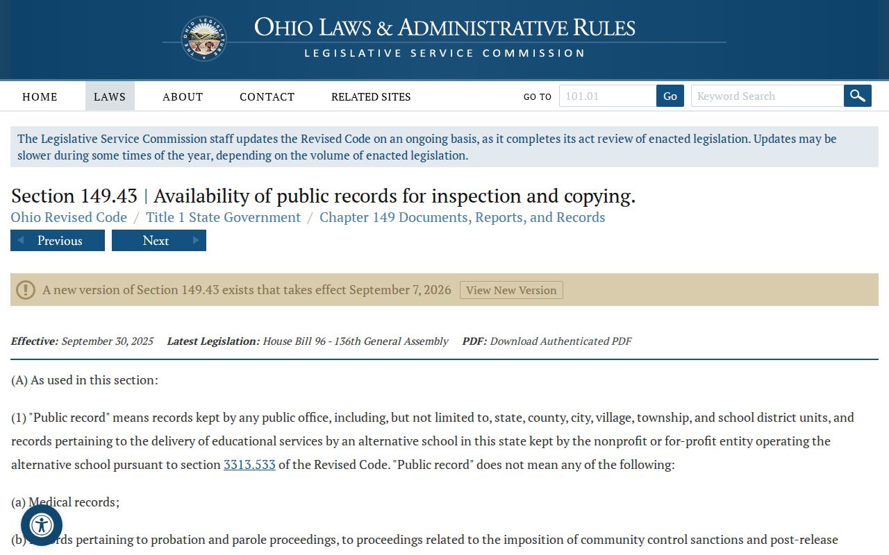 Fairfield residents directory Ohio Public Records Act source