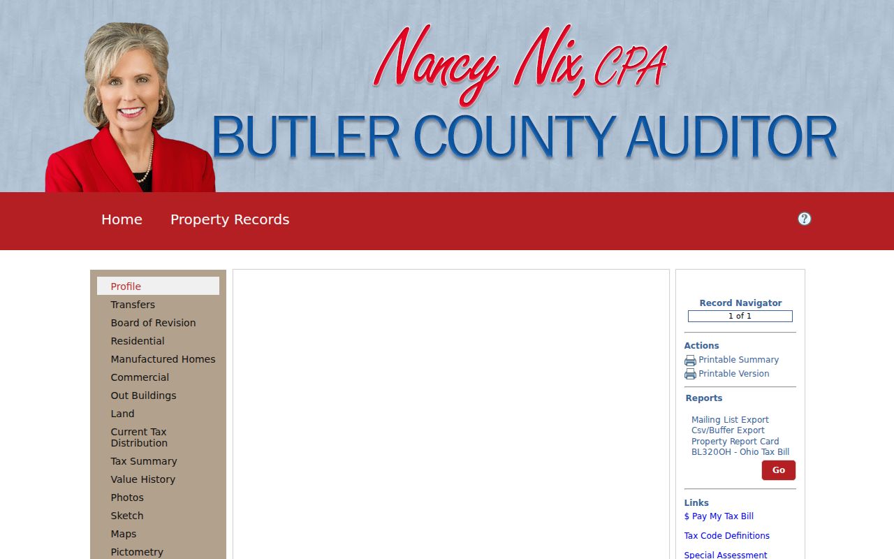 Fairfield previous residents research using the Butler County Auditor parcel navigator