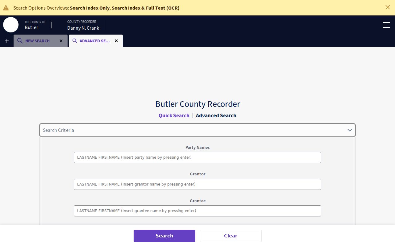 Fairfield street directory Butler County Recorder advanced deed search