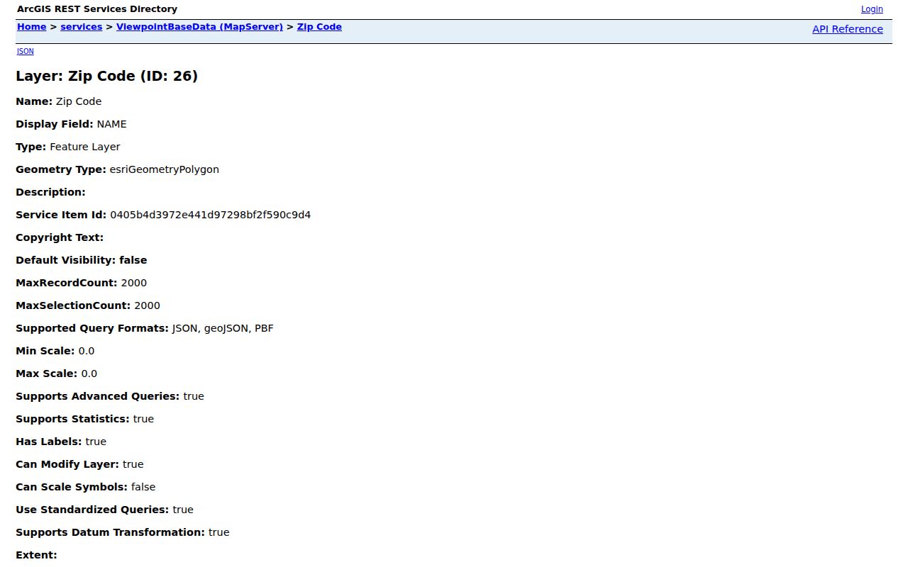 Fairfield ZIP code directory view of the official City GIS ZIP layer